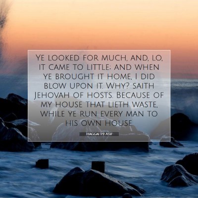 Picture 07 - Haggai 1:9 ASV - Ye looked for much, and, lo, it came to little; - Bible Verse Picture