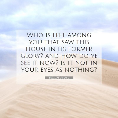 Picture 07 - Haggai 2:3 ASV - Who is left among you that saw this house in its - Bible Verse Picture
