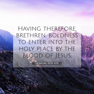 Picture 07 - Hebrews 10:19 ASV - Having therefore, brethren, boldness to enter - Bible Verse Picture