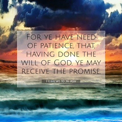 Picture 07 - Hebrews 10:36 ASV - For ye have need of patience, that, having done - Bible Verse Picture
