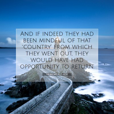 Picture 07 - Hebrews 11:15 ASV - And if indeed they had been mindful of that - Bible Verse Picture