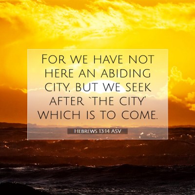 Picture 07 - Hebrews 13:14 ASV - For we have not here an abiding city, but we seek - Bible Verse Picture