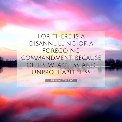 Picture 07 - Hebrews 7:18 ASV - For there is a disannulling of a foregoing - Bible Verse Picture