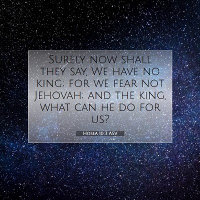 Picture 07 - Hosea 10:3 ASV - Surely now shall they say, We have no king; for - Bible Verse Picture
