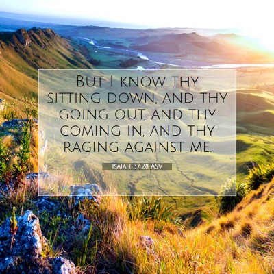 Picture 07 - Isaiah 37:28 ASV - But I know thy sitting down, and thy going out, - Bible Verse Picture