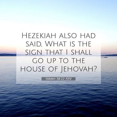 Picture 07 - Isaiah 38:22 ASV - Hezekiah also had said, What is the sign that I - Bible Verse Picture