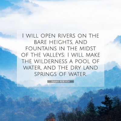 Picture 07 - Isaiah 41:18 ASV - I will open rivers on the bare heights, and - Bible Verse Picture