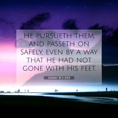 Picture 07 - Isaiah 41:3 ASV - He pursueth them, and passeth on safely, even by - Bible Verse Picture