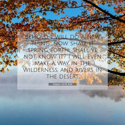 Picture 07 - Isaiah 43:19 ASV - Behold, I will do a new thing; now shall it - Bible Verse Picture