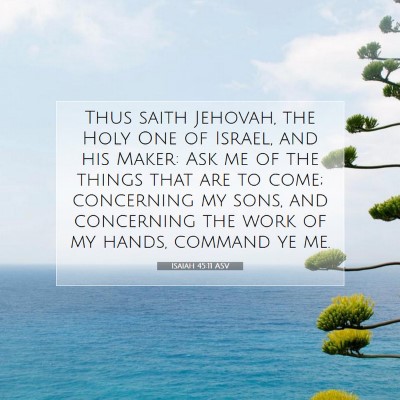 Picture 07 - Isaiah 45:11 ASV - Thus saith Jehovah, the Holy One of Israel, and - Bible Verse Picture