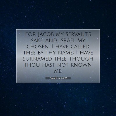 Picture 07 - Isaiah 45:4 ASV - For Jacob my servant's sake, and Israel my - Bible Verse Picture