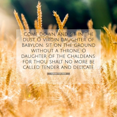 Picture 07 - Isaiah 47:1 ASV - Come down, and sit in the dust, O virgin daughter - Bible Verse Picture