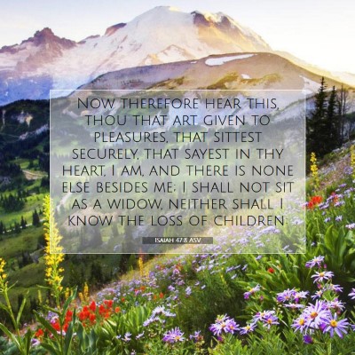 Picture 07 - Isaiah 47:8 ASV - Now therefore hear this, thou that art given to - Bible Verse Picture