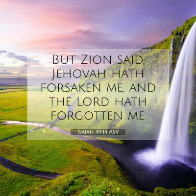 Picture 07 - Isaiah 49:14 ASV - But Zion said, Jehovah hath forsaken me, and the - Bible Verse Picture