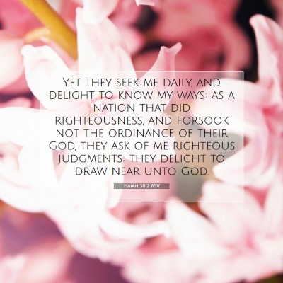 Picture 07 - Isaiah 58:2 ASV - Yet they seek me daily, and delight to know my - Bible Verse Picture