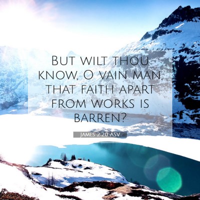 Picture 07 - James 2:20 ASV - But wilt thou know, O vain man, that faith apart - Bible Verse Picture