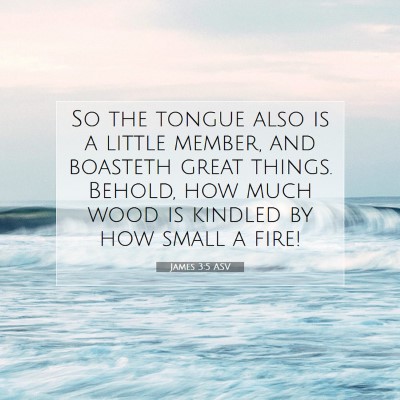 Picture 07 - James 3:5 ASV - So the tongue also is a little member, and - Bible Verse Picture