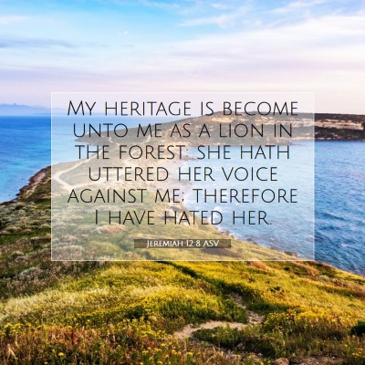 Picture 07 - Jeremiah 12:8 ASV - My heritage is become unto me as a lion in the - Bible Verse Picture