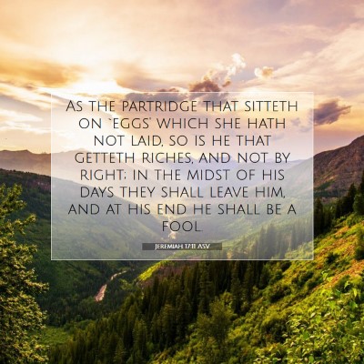 Picture 07 - Jeremiah 17:11 ASV - As the partridge that sitteth on `eggs' which she - Bible Verse Picture