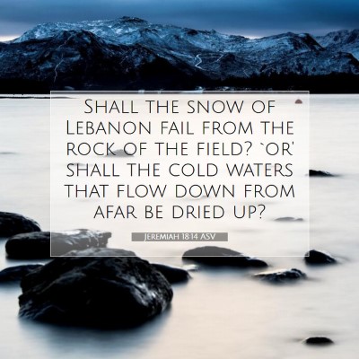 Picture 07 - Jeremiah 18:14 ASV - Shall the snow of Lebanon fail from the rock of - Bible Verse Picture