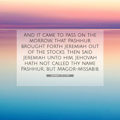 Picture 07 - Jeremiah 20:3 ASV - And it came to pass on the morrow, that Pashhur - Bible Verse Picture