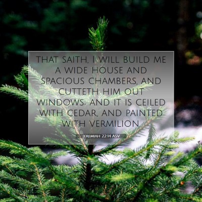 Picture 07 - Jeremiah 22:14 ASV - that saith, I will build me a wide house and - Bible Verse Picture