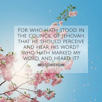 Picture 07 - Jeremiah 23:18 ASV - For who hath stood in the council of Jehovah, - Bible Verse Picture