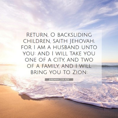 Picture 07 - Jeremiah 3:14 ASV - Return, O backsliding children, saith Jehovah; - Bible Verse Picture