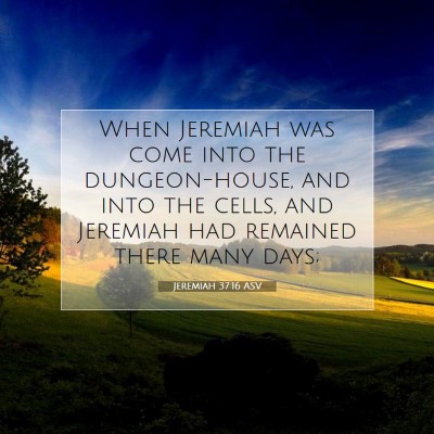 Picture 07 - Jeremiah 37:16 ASV - When Jeremiah was come into the dungeon-house, - Bible Verse Picture