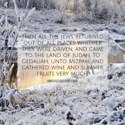 Picture 07 - Jeremiah 40:12 ASV - then all the Jews returned out of all places - Bible Verse Picture