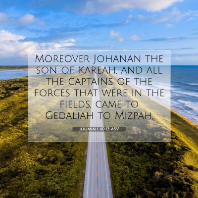 Picture 07 - Jeremiah 40:13 ASV - Moreover Johanan the son of Kareah, and all the - Bible Verse Picture