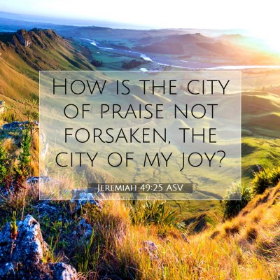 Picture 07 - Jeremiah 49:25 ASV - How is the city of praise not forsaken, the city - Bible Verse Picture