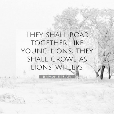 Picture 07 - Jeremiah 51:38 ASV - They shall roar together like young lions; they - Bible Verse Picture