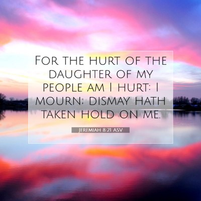 Picture 07 - Jeremiah 8:21 ASV - For the hurt of the daughter of my people am I - Bible Verse Picture