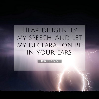 Picture 07 - Job 13:17 ASV - Hear diligently my speech, And let my declaration - Bible Verse Picture