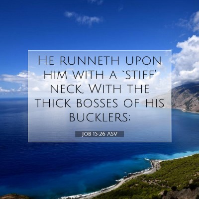 Picture 07 - Job 15:26 ASV - He runneth upon him with a `stiff' neck, With the - Bible Verse Picture