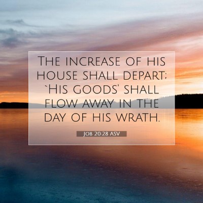 Picture 07 - Job 20:28 ASV - The increase of his house shall depart; `His - Bible Verse Picture