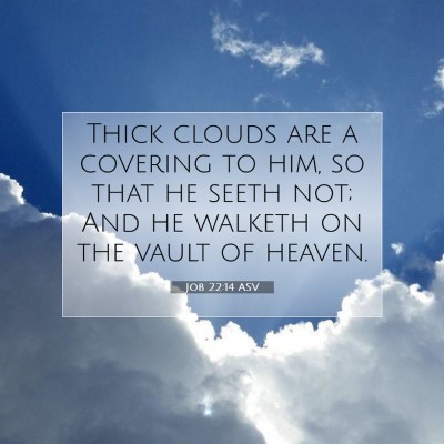 Picture 07 - Job 22:14 ASV - Thick clouds are a covering to him, so that he - Bible Verse Picture