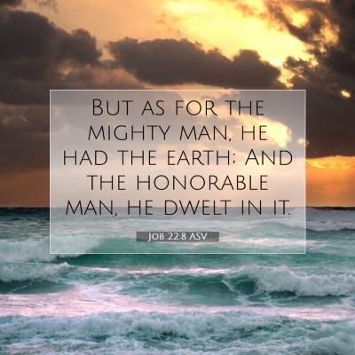 Picture 07 - Job 22:8 ASV - But as for the mighty man, he had the earth; And - Bible Verse Picture
