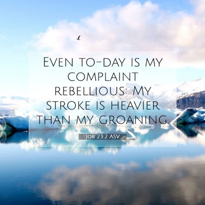 Picture 07 - Job 23:2 ASV - Even to-day is my complaint rebellious: My stroke - Bible Verse Picture