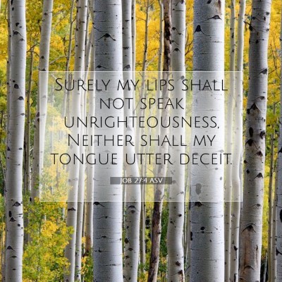 Picture 07 - Job 27:4 ASV - Surely my lips shall not speak unrighteousness, - Bible Verse Picture