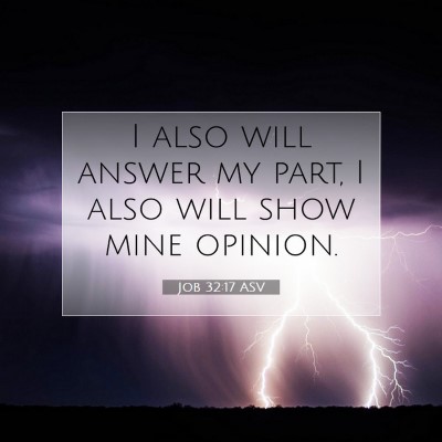 Picture 07 - Job 32:17 ASV - I also will answer my part, I also will show mine - Bible Verse Picture