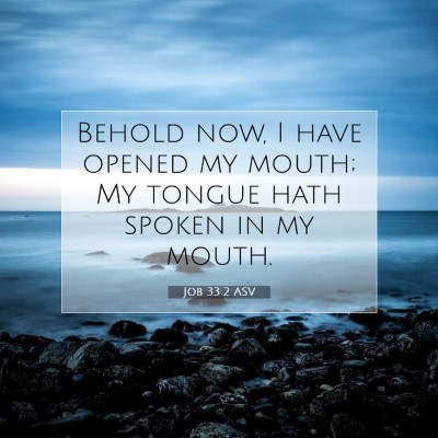 Picture 07 - Job 33:2 ASV - Behold now, I have opened my mouth; My tongue - Bible Verse Picture