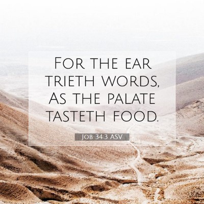 Picture 07 - Job 34:3 ASV - For the ear trieth words, As the palate tasteth - Bible Verse Picture