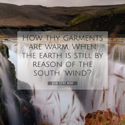 Picture 07 - Job 37:17 ASV - How thy garments are warm, When the earth is - Bible Verse Picture