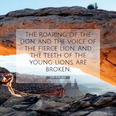 Picture 07 - Job 4:10 ASV - The roaring of the lion, and the voice of the - Bible Verse Picture