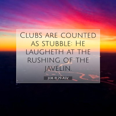 Picture 07 - Job 41:29 ASV - Clubs are counted as stubble: He laugheth at the - Bible Verse Picture