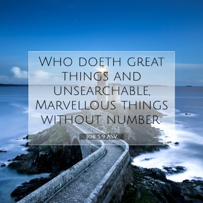 Picture 07 - Job 5:9 ASV - Who doeth great things and unsearchable, - Bible Verse Picture