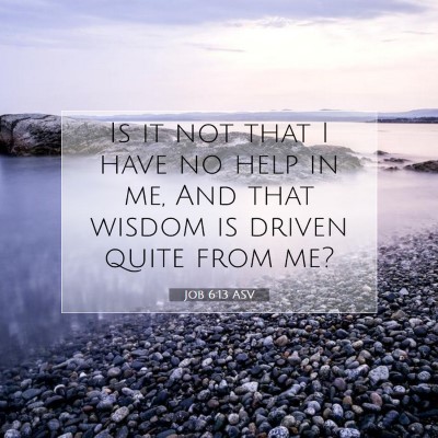 Picture 07 - Job 6:13 ASV - Is it not that I have no help in me, And that - Bible Verse Picture