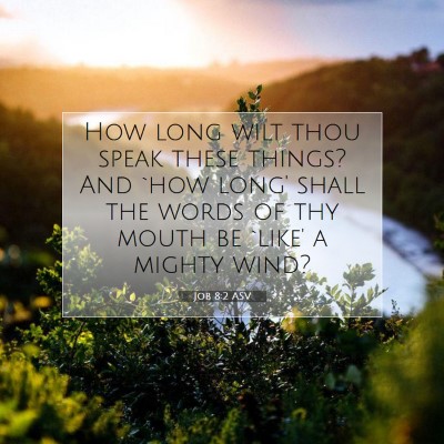 Picture 07 - Job 8:2 ASV - How long wilt thou speak these things? And `how - Bible Verse Picture